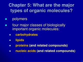 Chapter 5: What are the major types of organic molecules?