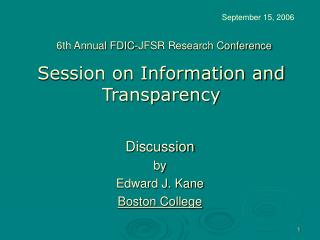 Session on Information and Transparency