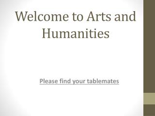 Welcome to Arts and Humanities