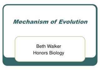 Mechanism of Evolution