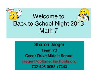 Welcome to Back to School Night 2013 Math 7