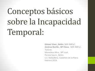 Conceptos básicos sobre la Incapacidad Temporal: