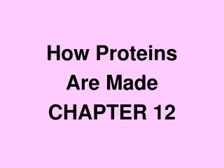 How Proteins Are Made CHAPTER 12