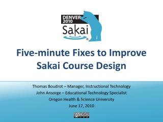 Five-minute Fixes to Improve Sakai Course Design