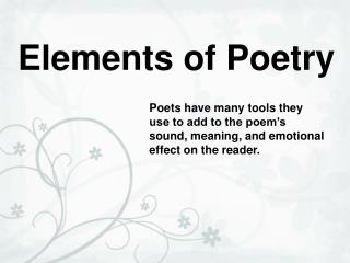 Elements of Poetry