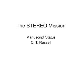 The STEREO Mission