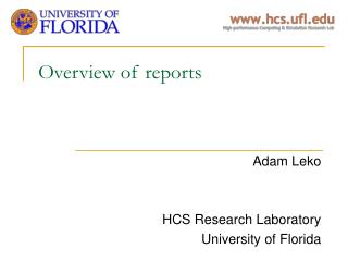 Overview of reports