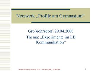Netzwerk „Profile am Gymnasium“
