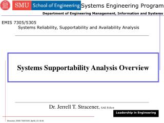 Systems Supportability Analysis Overview