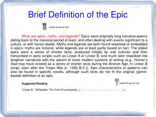 Brief Definition of the Epic