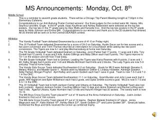MS Announcements: Monday, Oct. 8 th