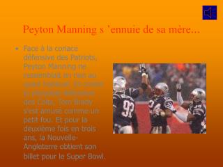 Peyton Manning s ’ennuie de sa mère ...
