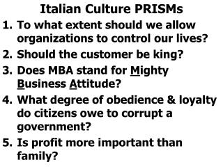 Italian Culture PRISMs