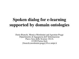 Spoken dialog for e-learning supported by domain ontologies