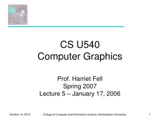 CS U540 Computer Graphics