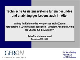 Dr. Vera Gerling Querstr. 29 44139 Dortmund