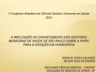 V Congresso Brasileiro de Ciências Sociais e Humanas em Saúde 2011