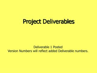 Project Deliverables