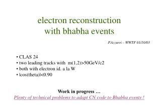 electron reconstruction with bhabha events