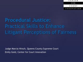 Procedural Justice: Practical Skills to Enhance Litigant Perceptions of Fairness