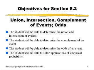 Objectives for Section 8.2