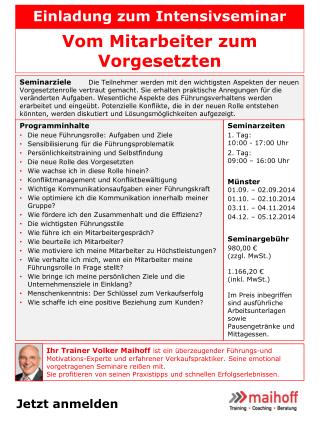 Einladung zum Intensivseminar