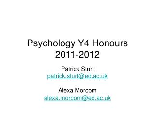 Psychology Y4 Honours 2011-2012