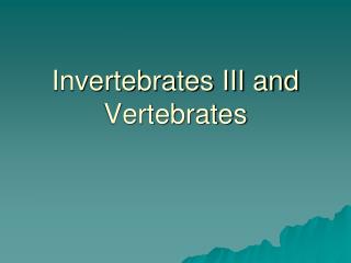 Invertebrates III and Vertebrates