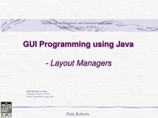 GUI Programming using Java - Layout Managers