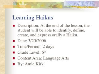 Learning Haikus