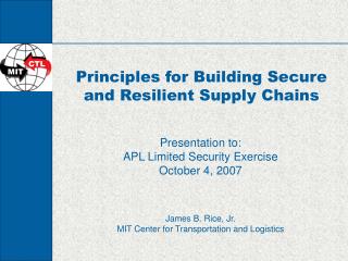 Principles for Building Secure and Resilient Supply Chains