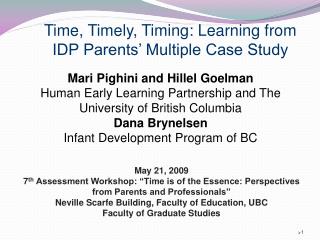 Time, Timely, Timing: Learning from IDP Parents’ Multiple Case Study