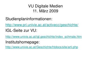 VU Digitale Medien 11. März 2009