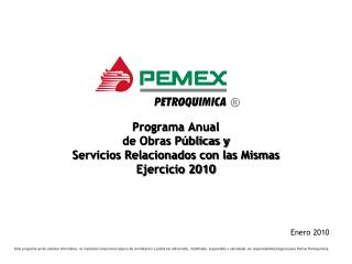 Programa Anual de Obras Públicas y Servicios Relacionados con las Mismas Ejercicio 2010