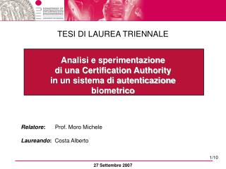 Analisi e sperimentazione di una Certification Authority in un sistema di autenticazione