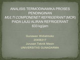 Gunawan Widiatmoko 20406317 Jurusan Teknik Mesin UNIVERSITAS GUNADARMA