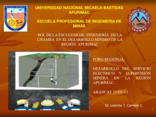 UNIVERSIDAD NACIONAL MICAELA BASTIDAS APURIMAC ESCUELA PROFESIONAL DE INGENIERIA DE MINAS