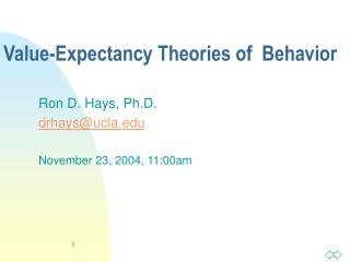 Value-Expectancy Theories of Behavior