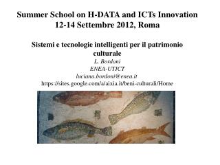 Summer School on H-DATA and ICTs Innovation 12-14 Settembre 2012, Roma