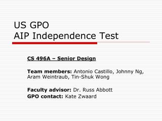 US GPO AIP Independence Test