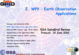 2. WP9 – Earth Observation Applications