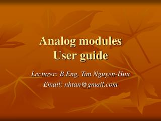 Analog modules User guide