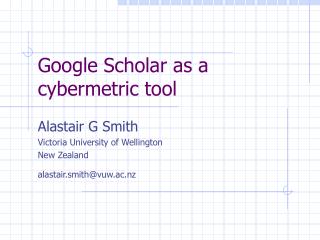 Google Scholar as a cybermetric tool