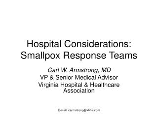 Hospital Considerations: Smallpox Response Teams