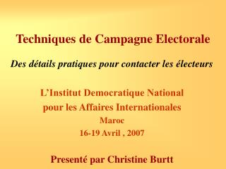 Techniques de Campagne Electorale