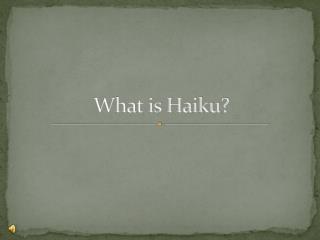 What is Haiku?