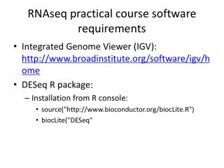 RNAseq practical course software requirements
