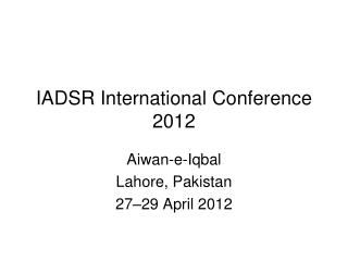 IADSR International Conference 2012