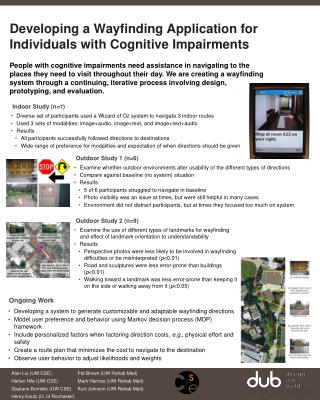 Developing a Wayfinding Application for Individuals with Cognitive Impairments
