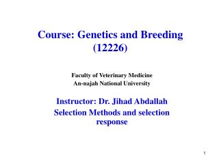 Course: Genetics and Breeding (12226)